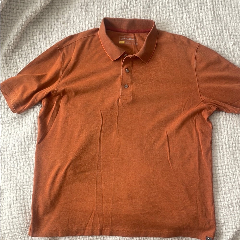 Eddie Bauer Orange Polo Shirt Classic Design